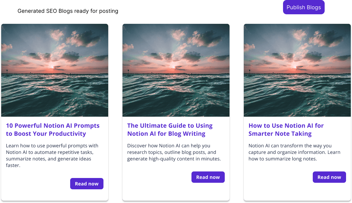 Generated blog cards